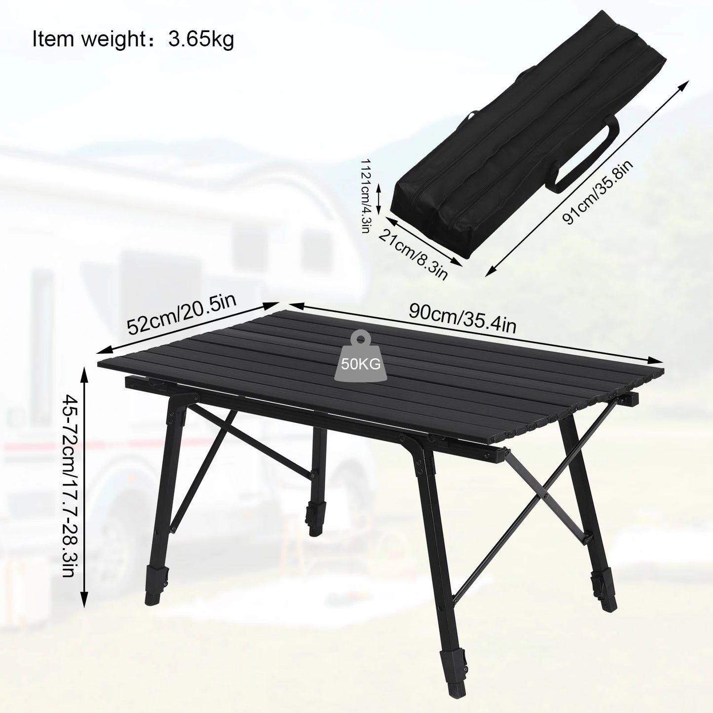 WOLTU Foldable Camping Table Outdoor Furniture Height-Adjustable Computer Bed Table Folding Desk for Picnic Garden Travel Hiking