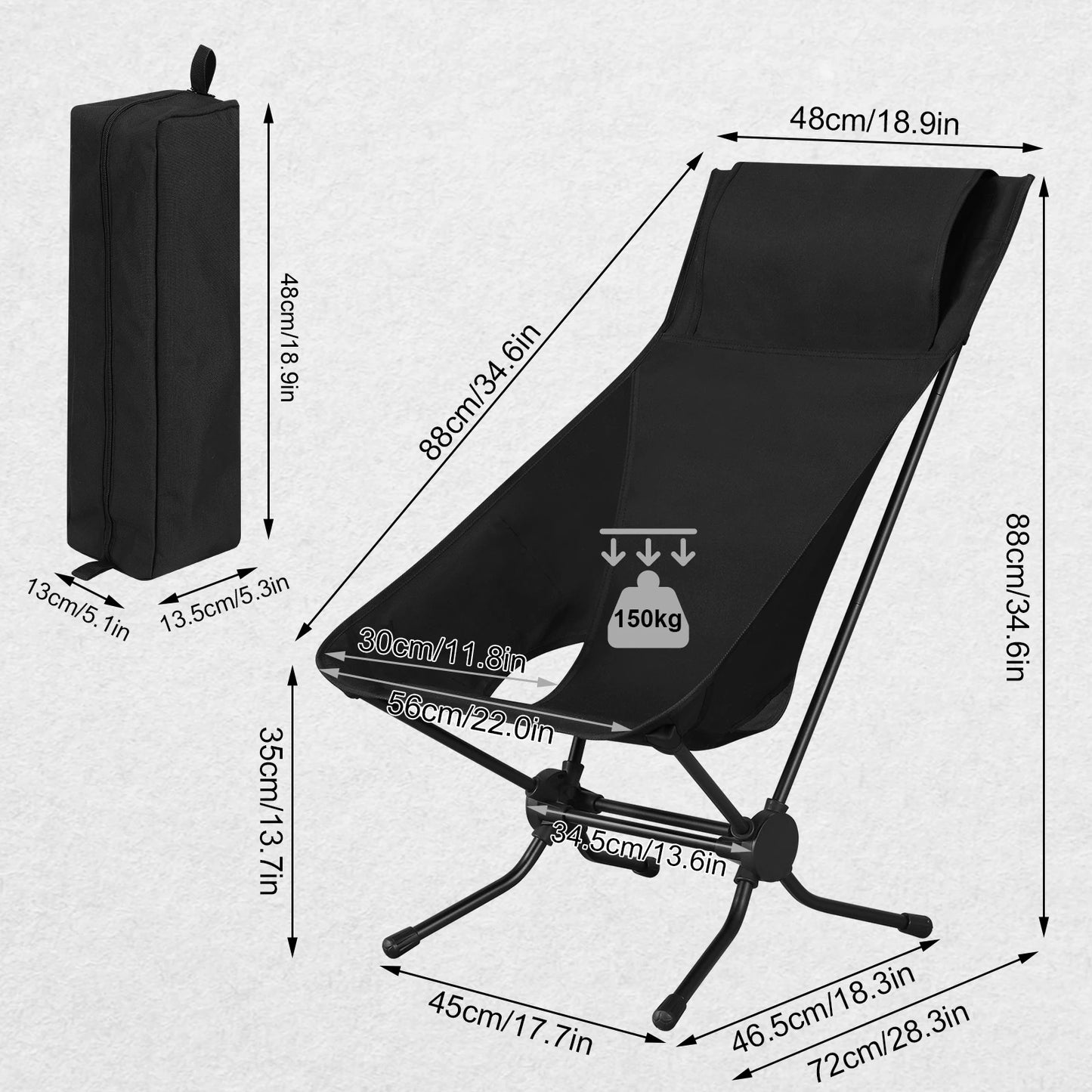 WOLTU Folding Camping Chair Ultralight Aluminium Outdoor Lounge Fishing Chair with Carry Bag for Outdoor Beach Garden BBQ Picnic