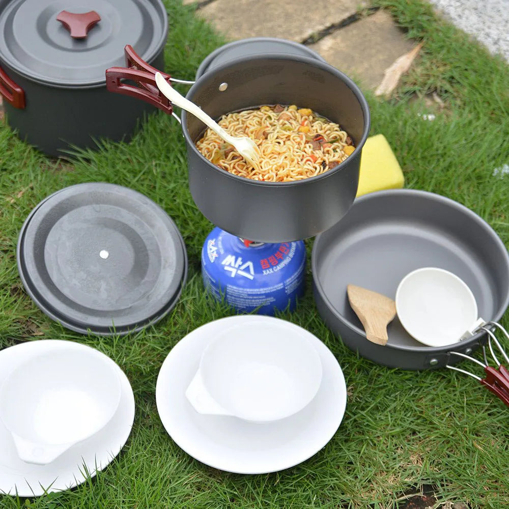 14-in-1 Outdoor Camping Cookware Set – Lightweight Non-Stick Pots & Pans for Hiking, Backpacking & Survival | FORTREK Carefully Selected Gear