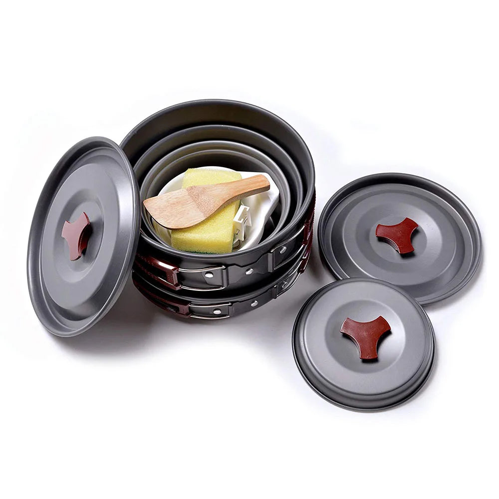 14-in-1 Outdoor Camping Cookware Set – Lightweight Non-Stick Pots & Pans for Hiking, Backpacking & Survival | FORTREK Carefully Selected Gear