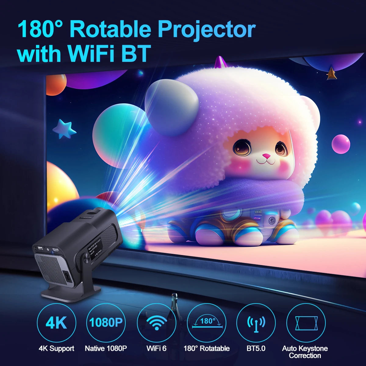 Magcubic HY320 4K Android 11 Projector Native 1080P 390ANSI Dual WiFi6 BT5.0 Portable Home Cinema Outdoor Movie Projector