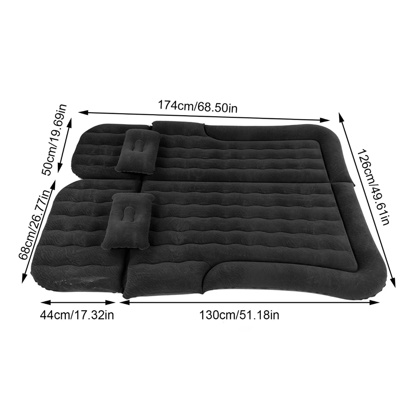 New 2‑In‑1 Multifunction Inflatable Travel Mattress PVC Flocking Soft Sleeping Rest Cushion for Car SUV Car Accessories