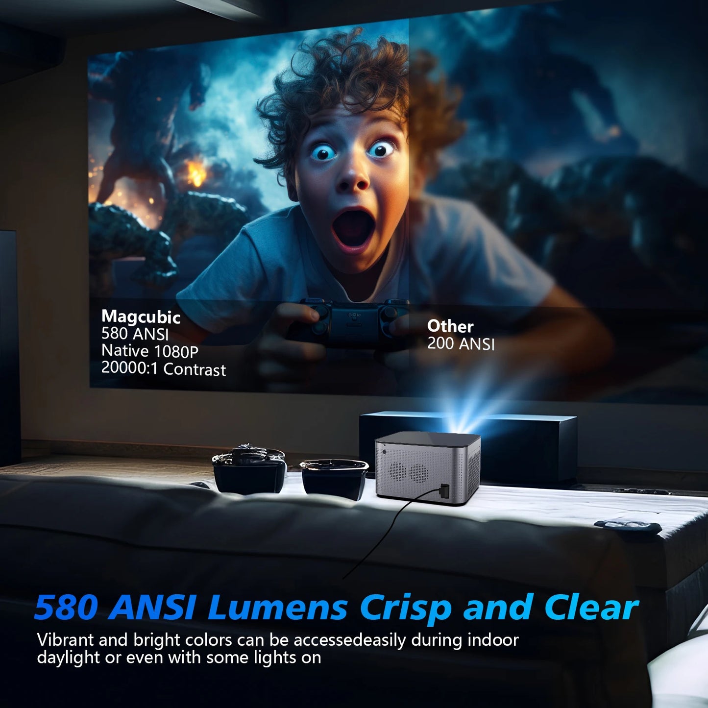 Magcubic HY350 Pro 580ANSI 4K Android 11 Projector WiFi6 Voice Control Electronic Focus BT5.0 Home Cinema for Outdoor Movie
