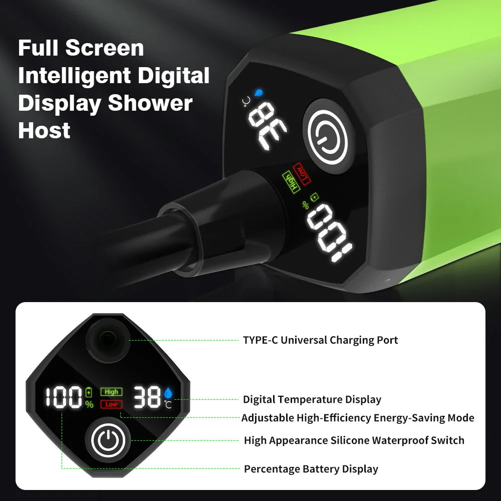 Portable Camping Shower Pump – 6000mAh Rechargeable Outdoor Shower with Digital Display | FORTREK Carefully Selected Gear