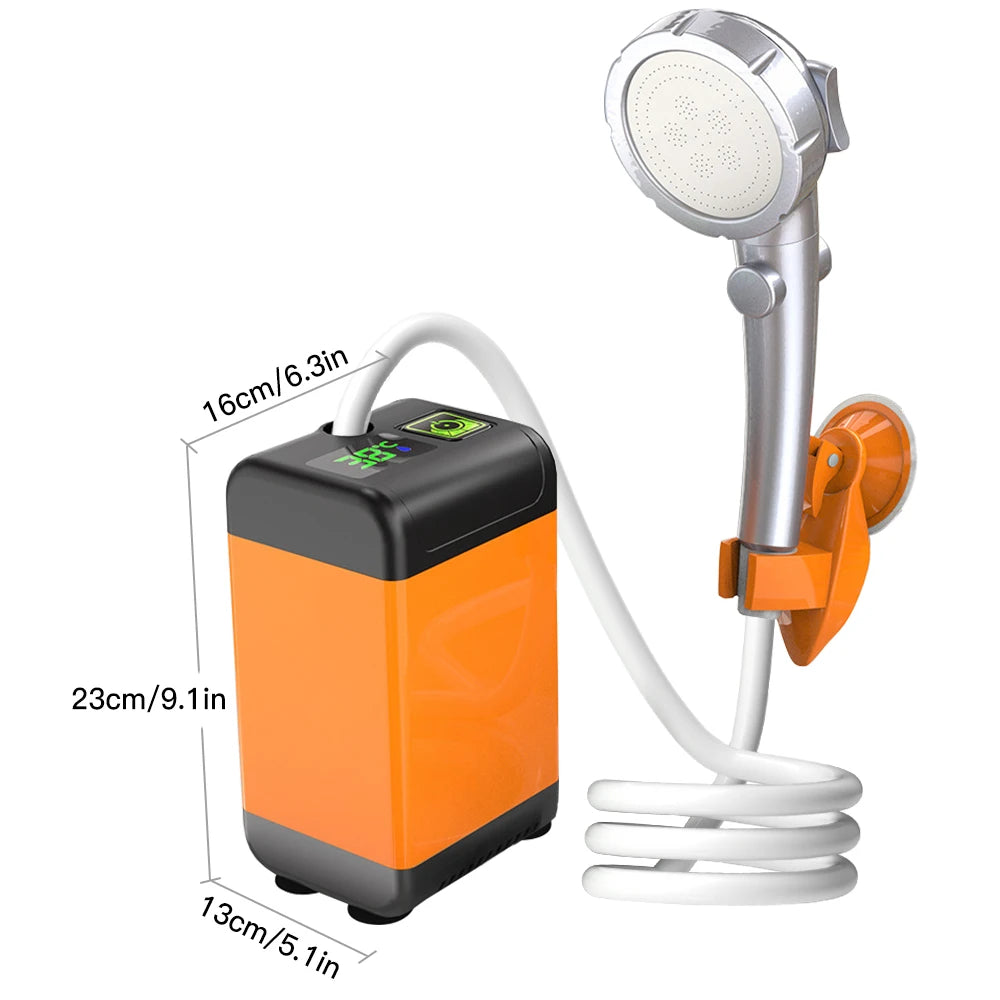 Portable Outdoor Camping Shower Pump with Intelligent Digital Display Electric Camping Shower 4800mAh for Travelling