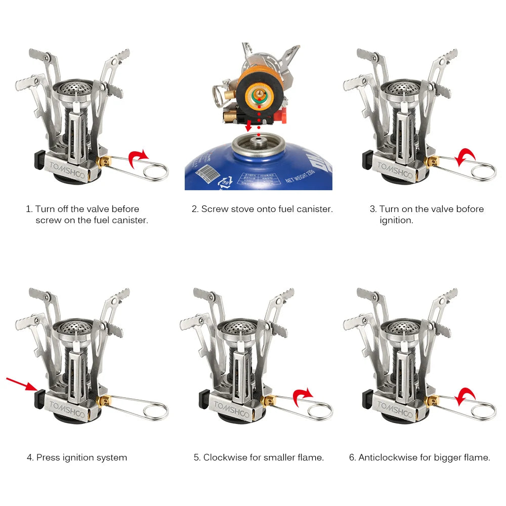 Mini Camping Stove with Piezo Ignition – Portable Folding Gas Burner