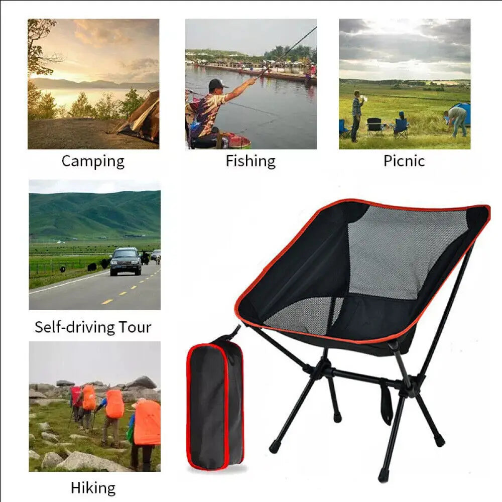 Lightweight Outdoor Folding Chair Camping Portable Seat High Back Fishing Chair