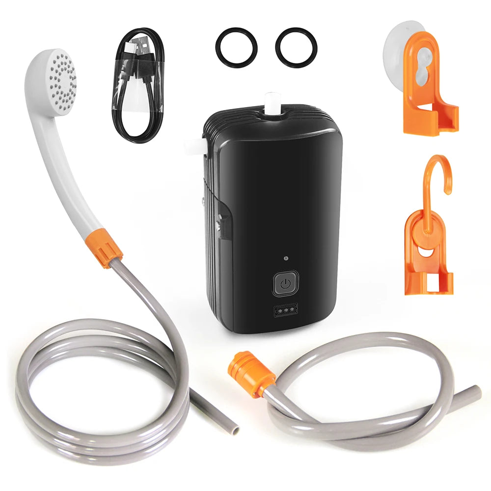 Outdoor Camping Shower Portable Electric Shower Pump Waterproof with 2-Level Water Flow for Camping Hiking Backpacking Travel