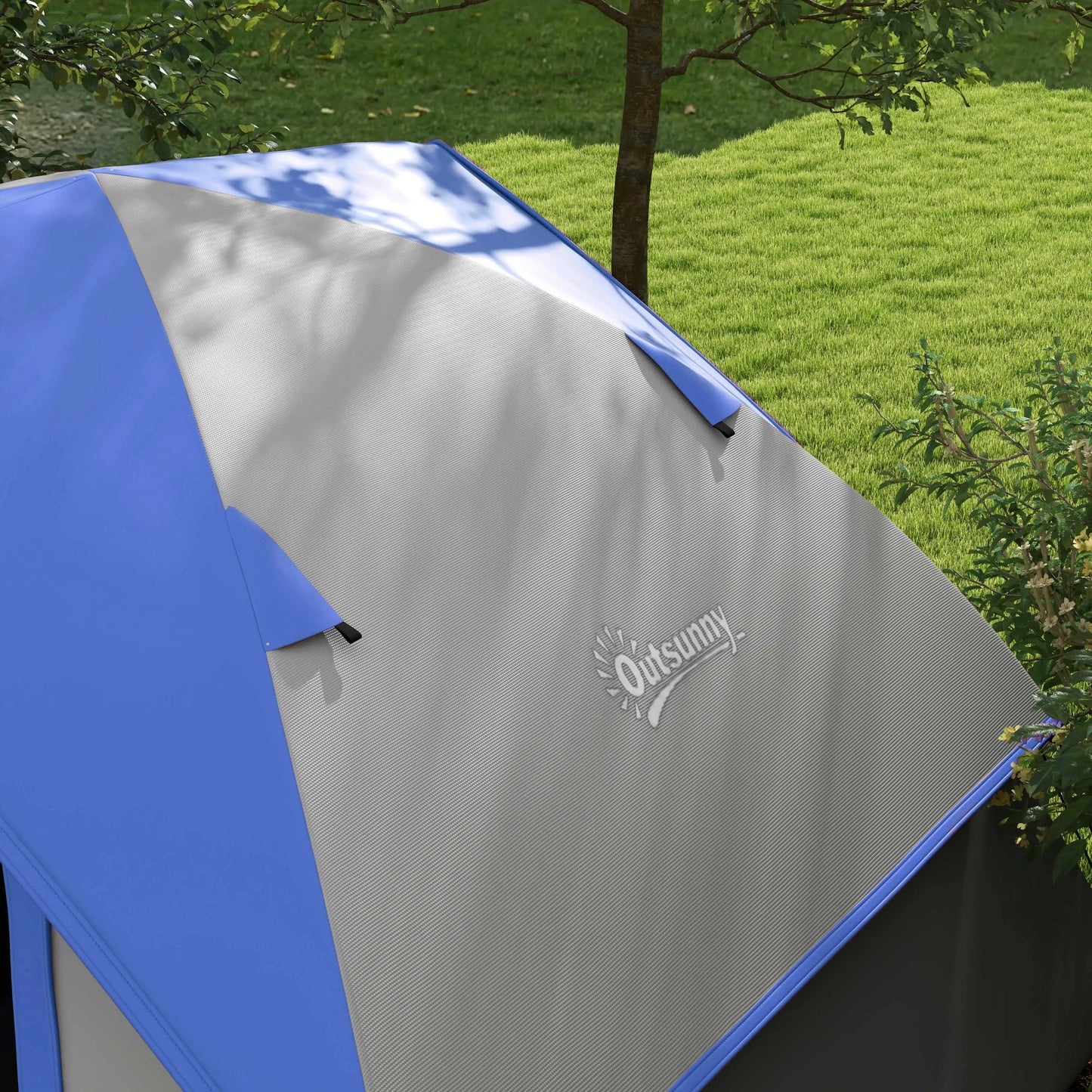 Outsunny 2-Person Dome Camping Tent – 3000mm Waterproof, Lightweight, Sewn-in Groundsheet, Carry Bag – Grey & Dark Blue | FORTREK Carefully Selected Gear