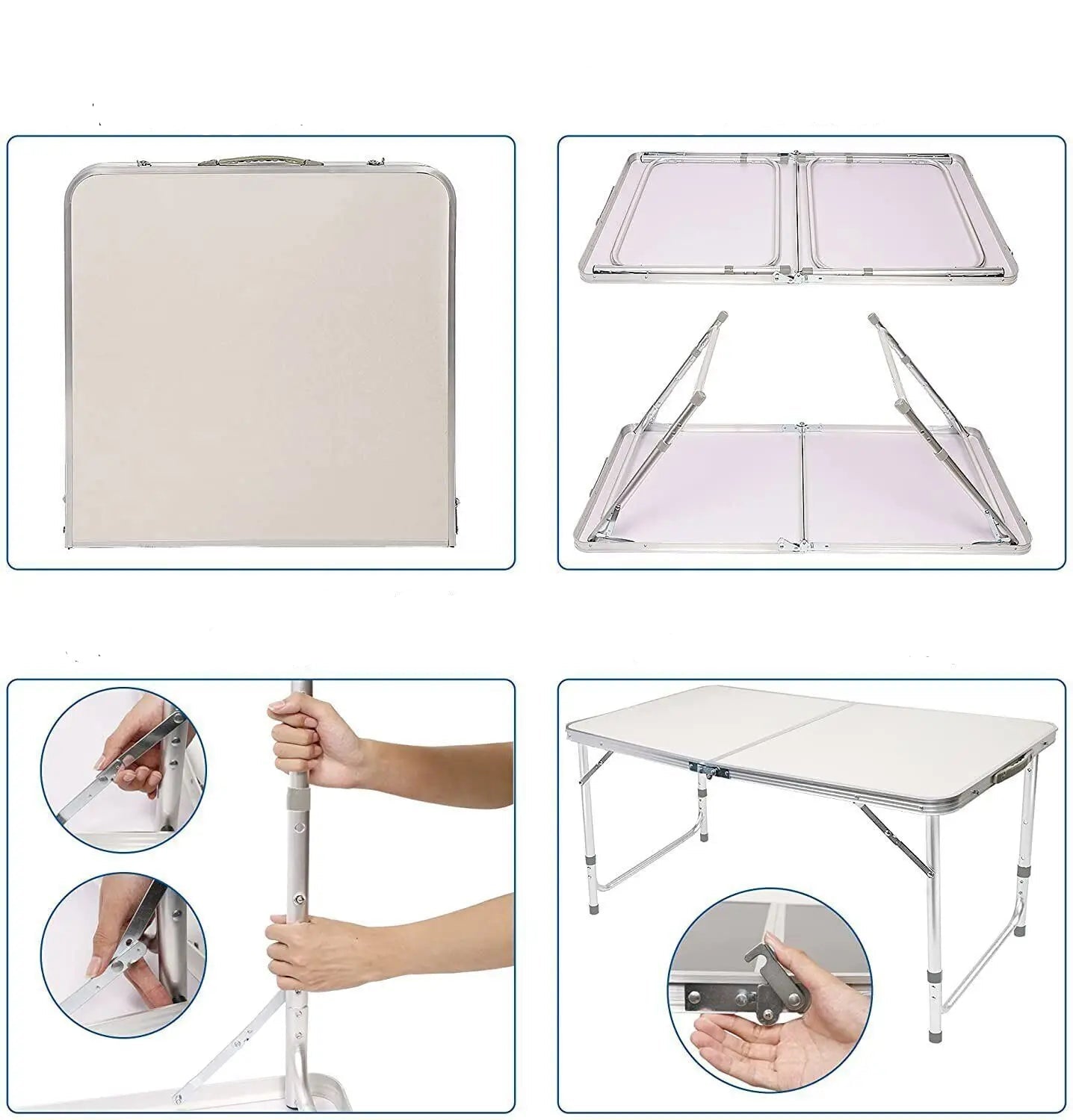 Aluminium Folding Camping Table 90x60cm White