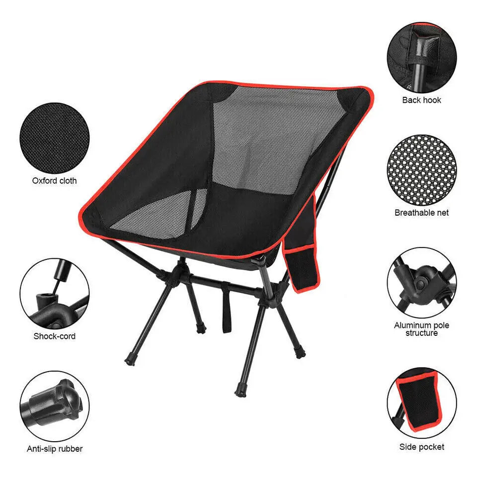 Lightweight Outdoor Folding Chair Camping Portable Seat High Back Fishing Chair