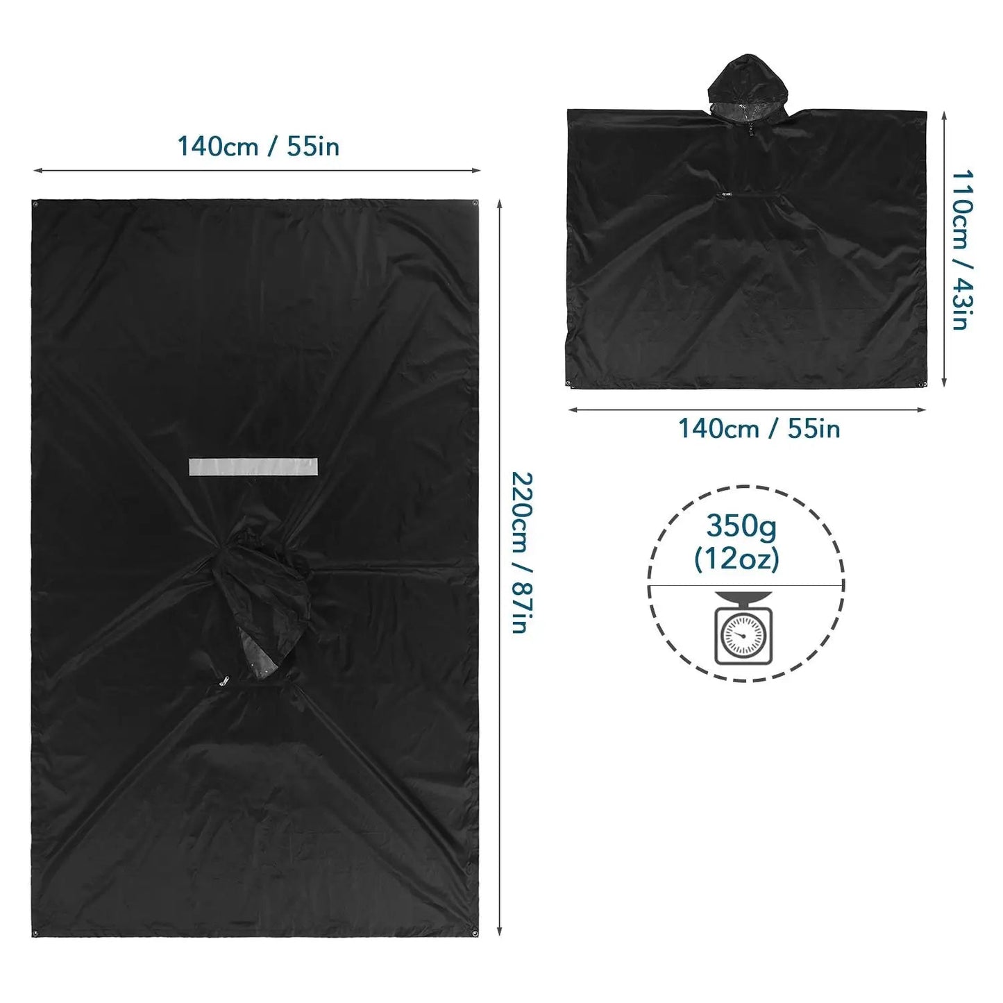 Waterproof Hooded Rain Poncho