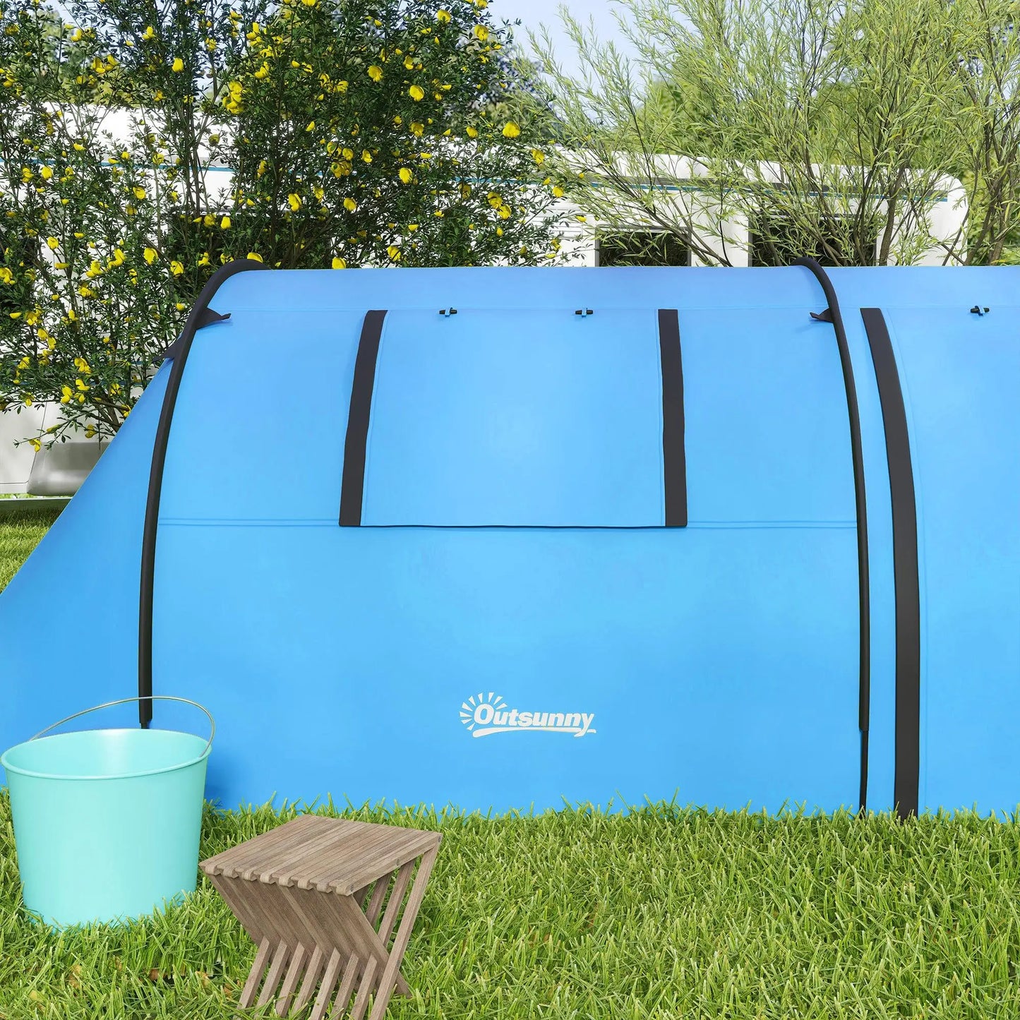 4-Person Waterproof Tunnel Tent – Large Family Camping Tent with 2 Rooms, 3000mm Rain Protection, Sky Blue | FORTREK Carefully Selected Gear