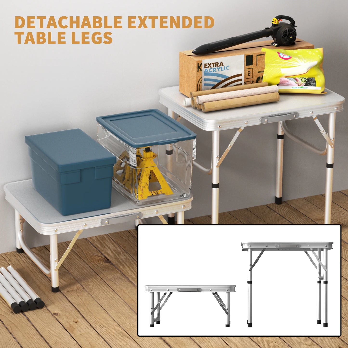 Folding Camping Table Portable Foldable Picnic Table for Outdoor Indoor Garden Lightweight Fold Up Table with 2 Adjustable Heigh