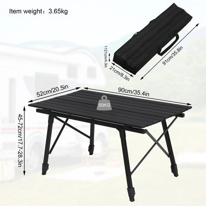 WOLTU Foldable Camping Table Outdoor Furniture Height-Adjustable Computer Bed Table Folding Desk for Picnic Garden Travel Hiking