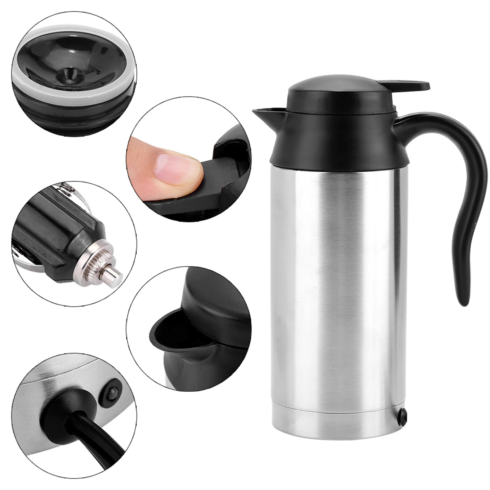 Portable Car Kettle Stainless Steel 750ml Water Heater 24V