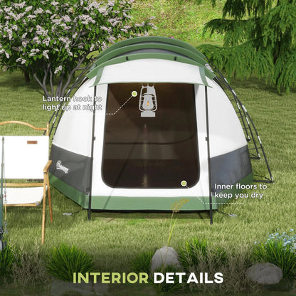 Premium 3-Person Camping Tent with Two Rooms, Porch & 2000mm Waterproof Protection – Green | FORTREK Carefully Selected Gear