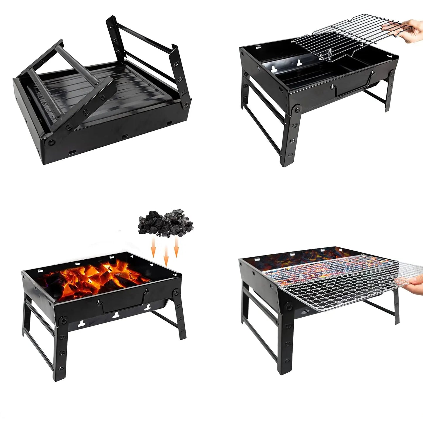 Portable Folding Charcoal Grill for Camping & BBQ