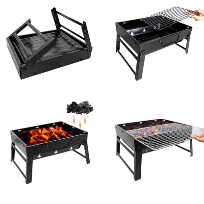 Portable Folding Charcoal Grill for Camping & BBQ