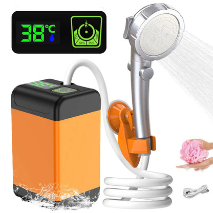 Portable Outdoor Camping Shower Pump with Intelligent Digital Display Electric Camping Shower 4800mAh for Travelling
