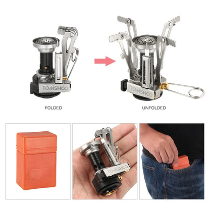 Mini Camping Stove with Piezo Ignition – Portable Folding Gas Burner