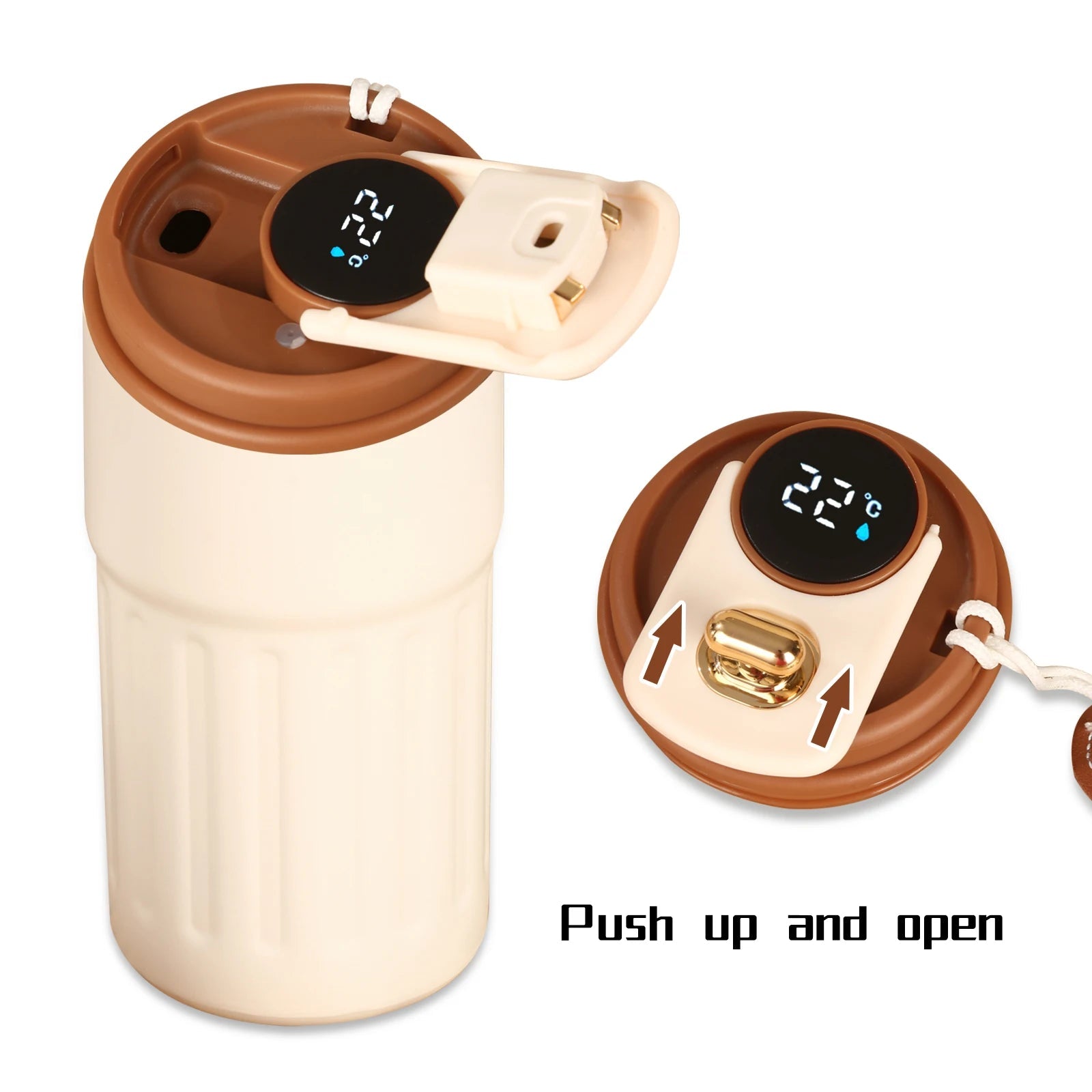 Travel Coffee Mug with LED Temperature Display – Stainless Steel, 420ml