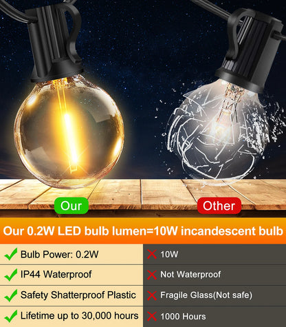 20M Solar String Lights LED FOR Camping Shatterproof Bulbs Mood Fairy lamps Outdoor Lighting for Garden Wedding Decor