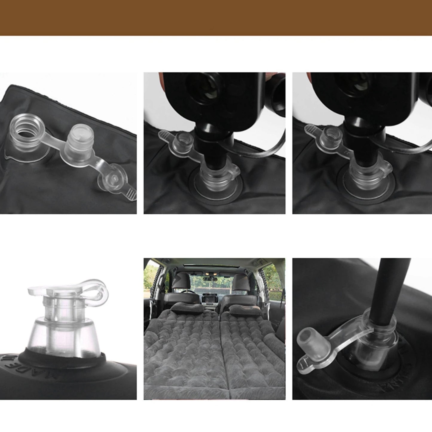 New 2‑In‑1 Multifunction Inflatable Travel Mattress PVC Flocking Soft Sleeping Rest Cushion for Car SUV Car Accessories