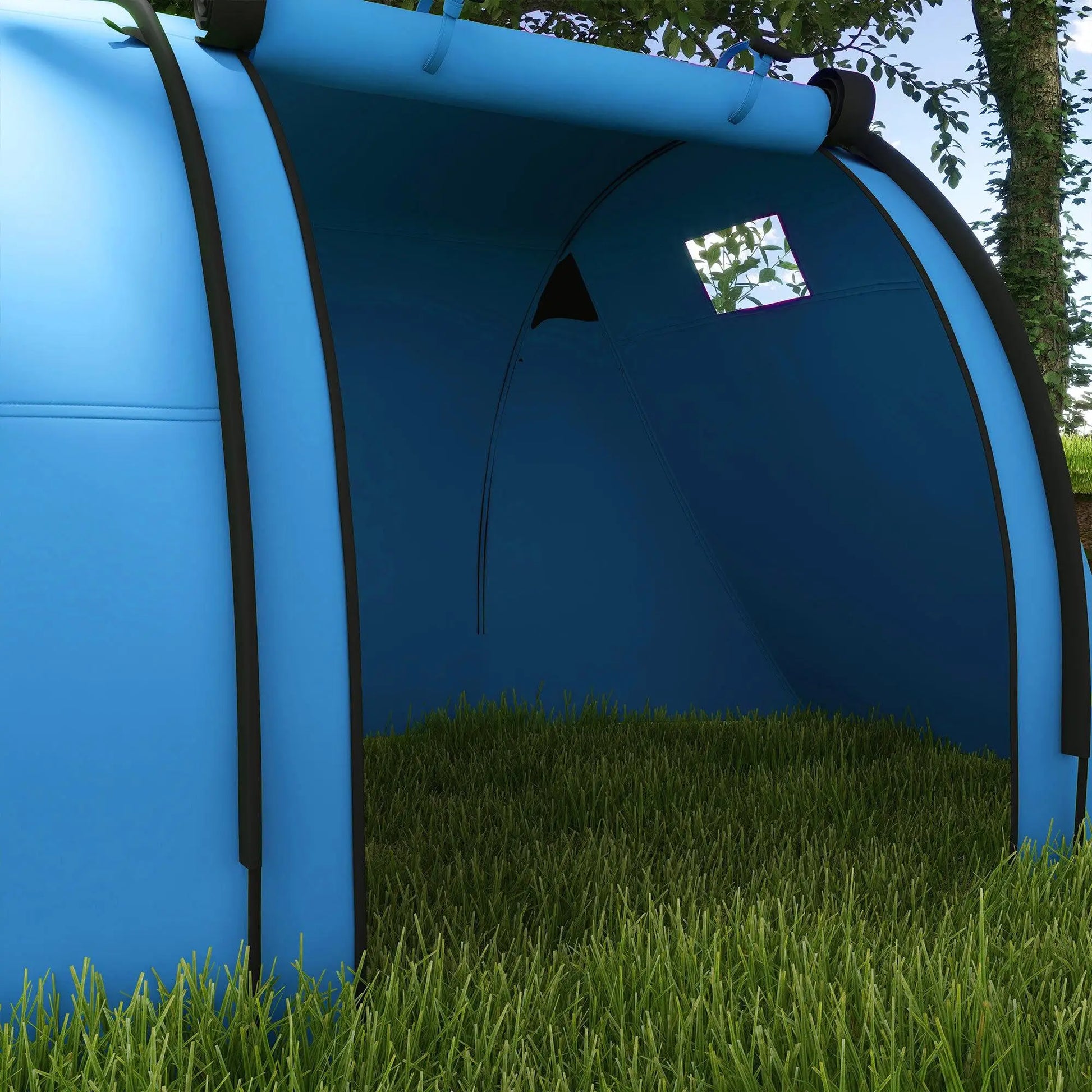 4-Person Waterproof Tunnel Tent – Large Family Camping Tent with 2 Rooms, 3000mm Rain Protection, Sky Blue | FORTREK Carefully Selected Gear