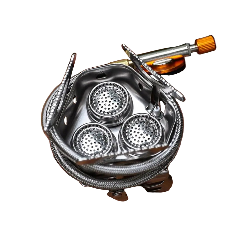 Camping Stove Portable 3-Burner with Windscreen and Fuel Adapter