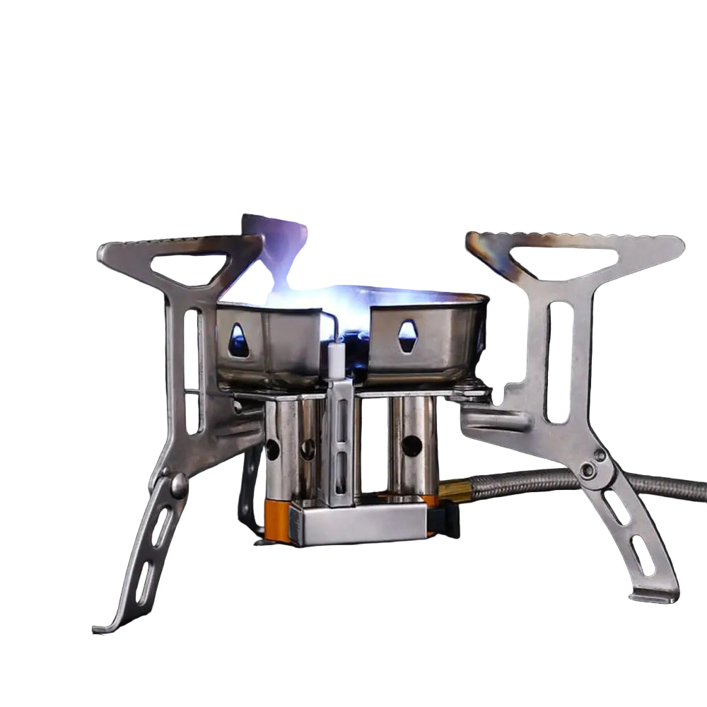 Camping Stove Portable 3-Burner with Windscreen and Fuel Adapter