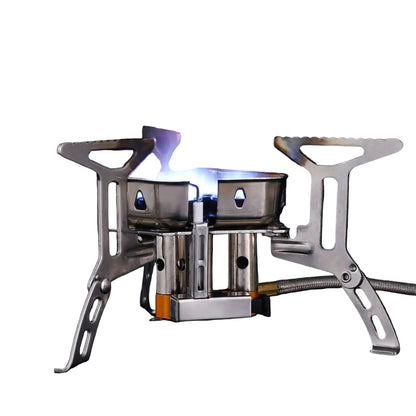 Camping Stove Portable 3-Burner with Windscreen and Fuel Adapter