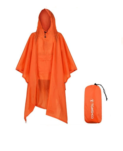 Hooded Waterproof Rain Poncho – Lightweight Jacket for Camping & Hiking