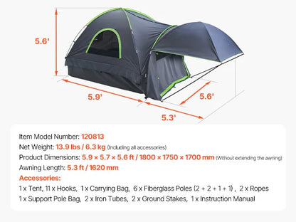 Waterproof Pickup Truck Bed Tent for 2–3 Persons – Camping Tent with Rainfly & Air Vents – Fits 5.0–5.2ft Beds – Quick Setup – Outdoor Adventure Shelter | FORTREK Carefully Selected Gear