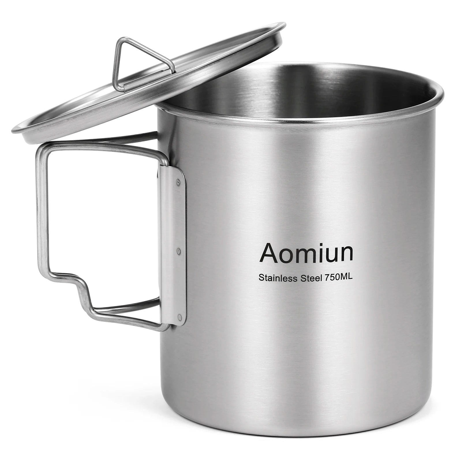 Stainless Steel Camping Cup Pot 750ml with Lid