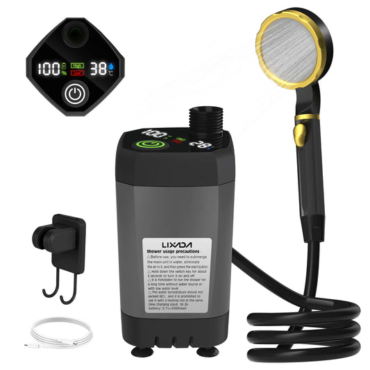 Portable Camping Shower Pump – 6000mAh Rechargeable Outdoor Shower with Digital Display | FORTREK Carefully Selected Gear