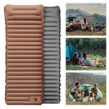 Inflatable Camping Sleeping Mat with Pillow & Foot Pump