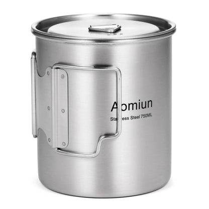 Stainless Steel Camping Cup Pot 750ml with Lid