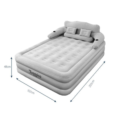 2 Persons Inflatable Mattress Camping Folding Home Indoor Outdoor with Backrest Air Cushion 48cm High Bed Lazy Camping Air Bed