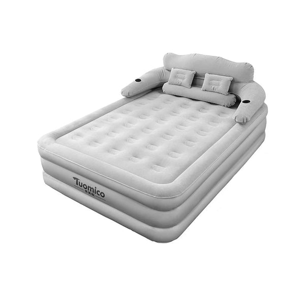 Double Inflatable Air Mattress with Backrest for Camping and Home Use
