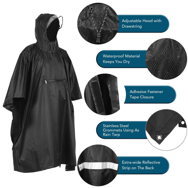 Waterproof Hooded Rain Poncho 2