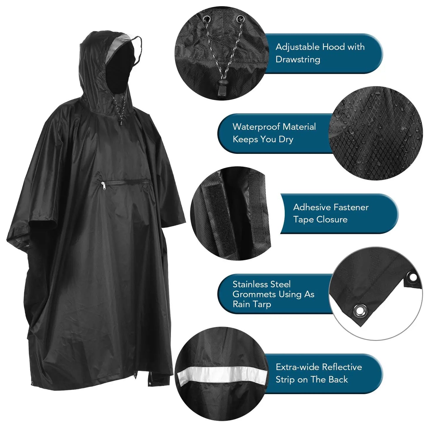 Waterproof Hooded Rain Poncho - Lightweight Outdoor Raincoat for Camping, Hiking and Cycling. | Unisex | | FORTREK Carefully Selected Gear