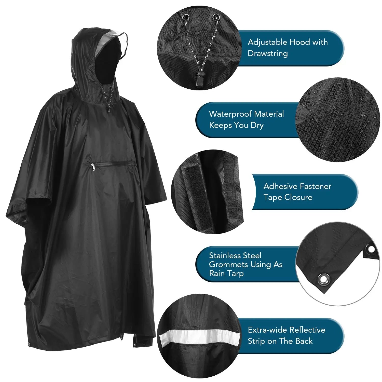 Waterproof Hooded Rain Poncho - Lightweight Outdoor Raincoat for Camping, Hiking and Cycling. | Unisex | | FORTREK Carefully Selected Gear