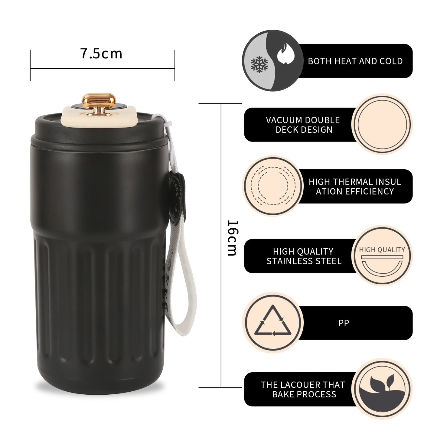 Travel Coffee Mug with LED Temperature Display – Stainless Steel, 420ml