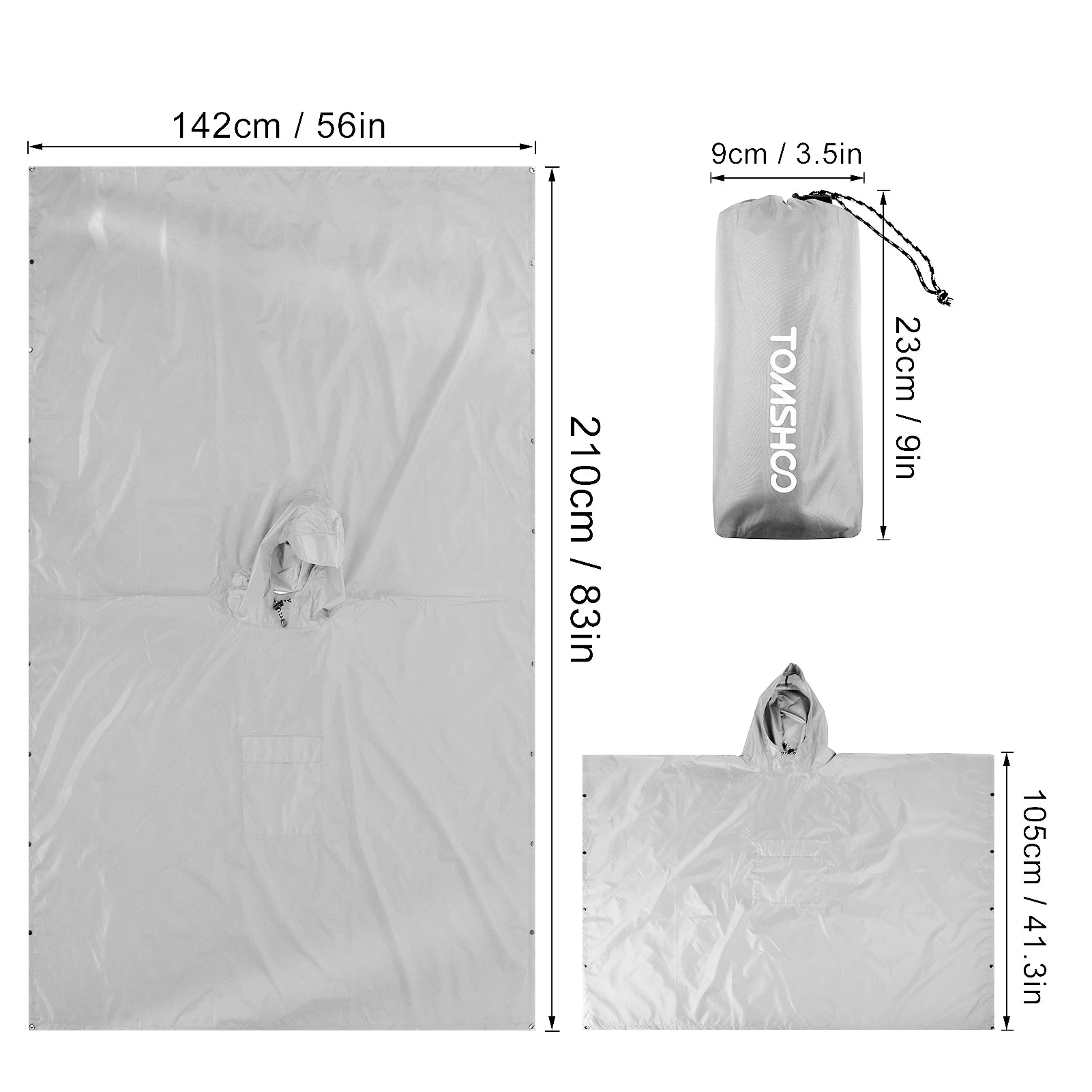 Hooded Waterproof Rain Poncho – Lightweight Jacket for Camping & Hiking