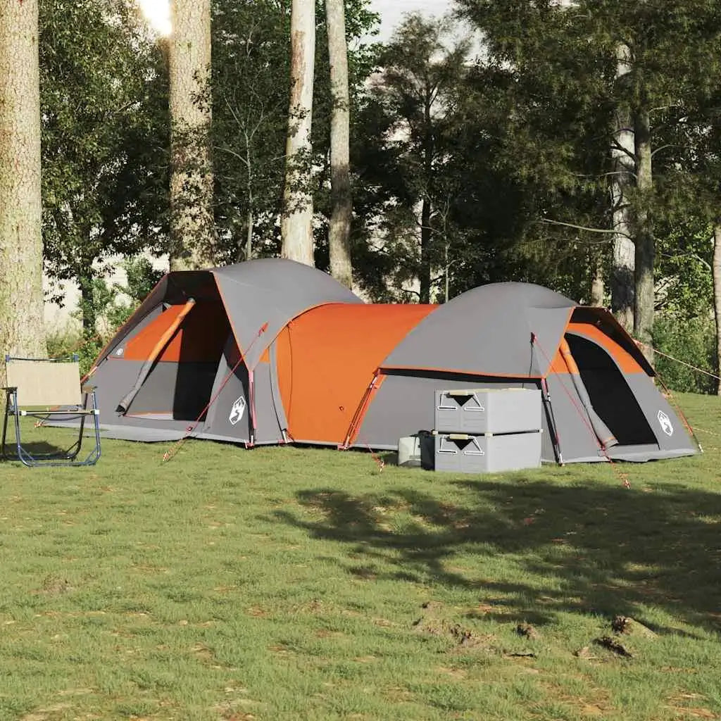 5-Person Waterproof Camping Tent – Dual Room, Grey & Orange, All-Weather Outdoor Shelter | FORTREK Carefully Selected Gear