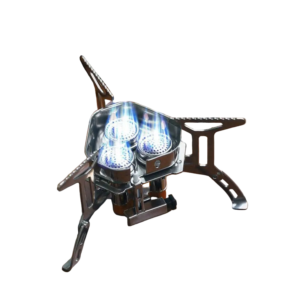 Camping Stove Portable 3-Burner with Windscreen and Fuel Adapter