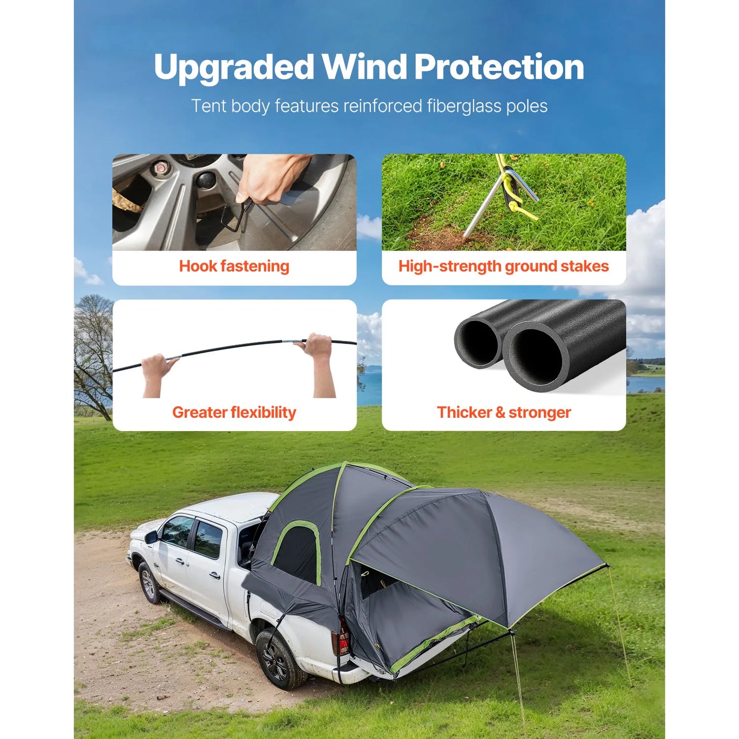 Waterproof Pickup Truck Bed Tent for 2–3 Persons – Camping Tent with Rainfly & Air Vents – Fits 5.0–5.2ft Beds – Quick Setup – Outdoor Adventure Shelter | FORTREK Carefully Selected Gear