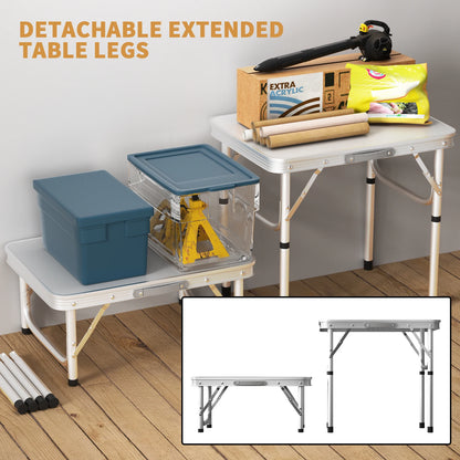 Folding Camping Table Portable Foldable Picnic Table for Outdoor Indoor Garden Lightweight Fold Up Table with 2 Adjustable Heigh