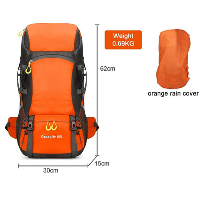Waterproof Hiking Backpack with Rain Cover – Large Outdoor Rucksack